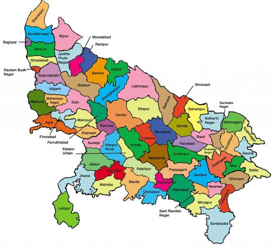 Uttar Pradesh District Map 
